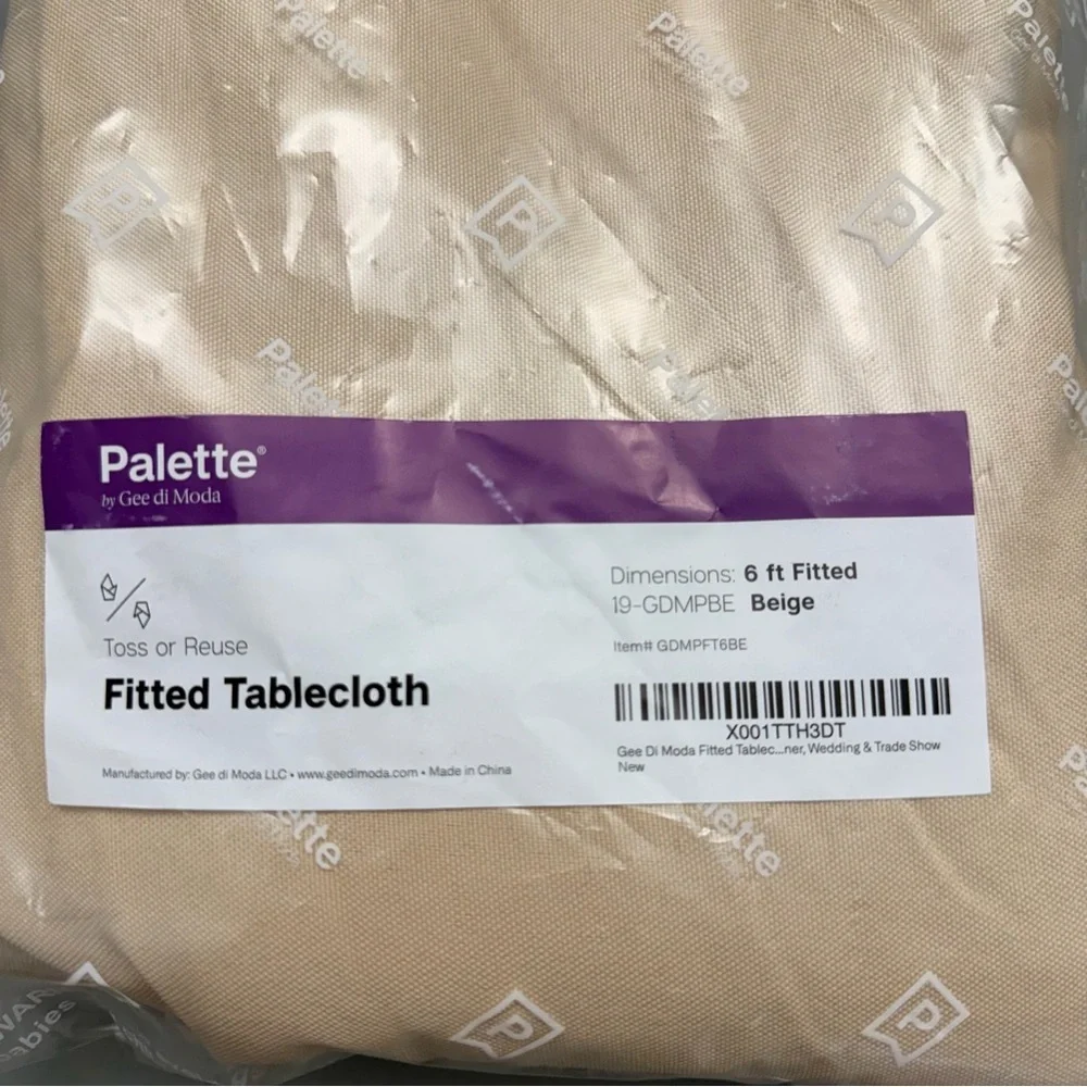 Palette Beige Fitted Tablecloth Fits standard 6 ft rectangular tables